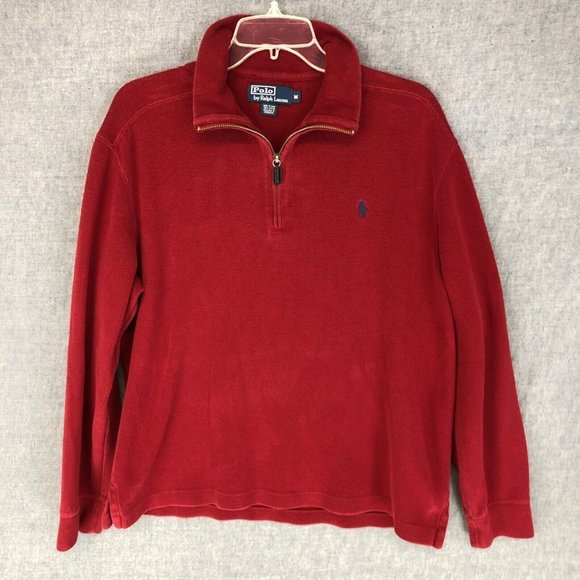 Polo Ralph Lauren Other - Polo Ralph Lauren 1/4 Zip Sweater Medium Long Sleeve Logo Pony Red Men's